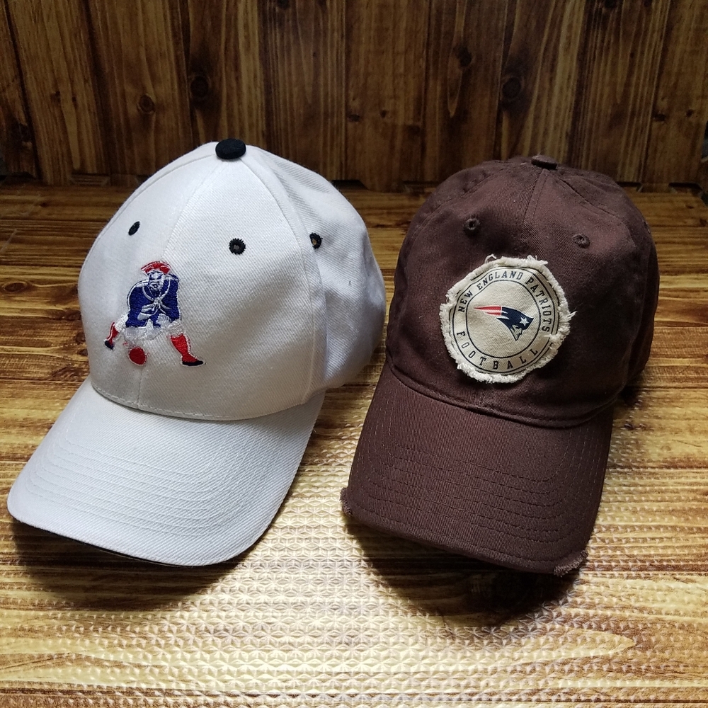 New England Patriots Brown White Baseball Cap Set Bundle NFL Football Pats Hat